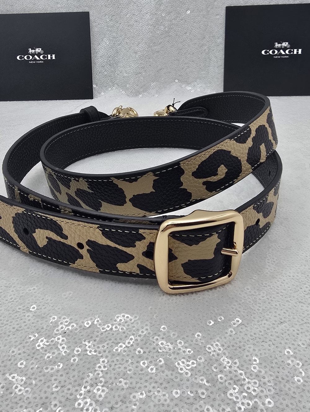 Coach Leather Leopard Print Replacement Reversible Adjustable Bag Strap - Picture 7 of 16